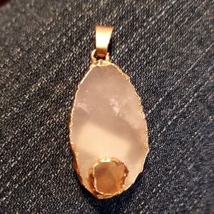 Gold Dipped Quartz and Smoky Topaz Pendant